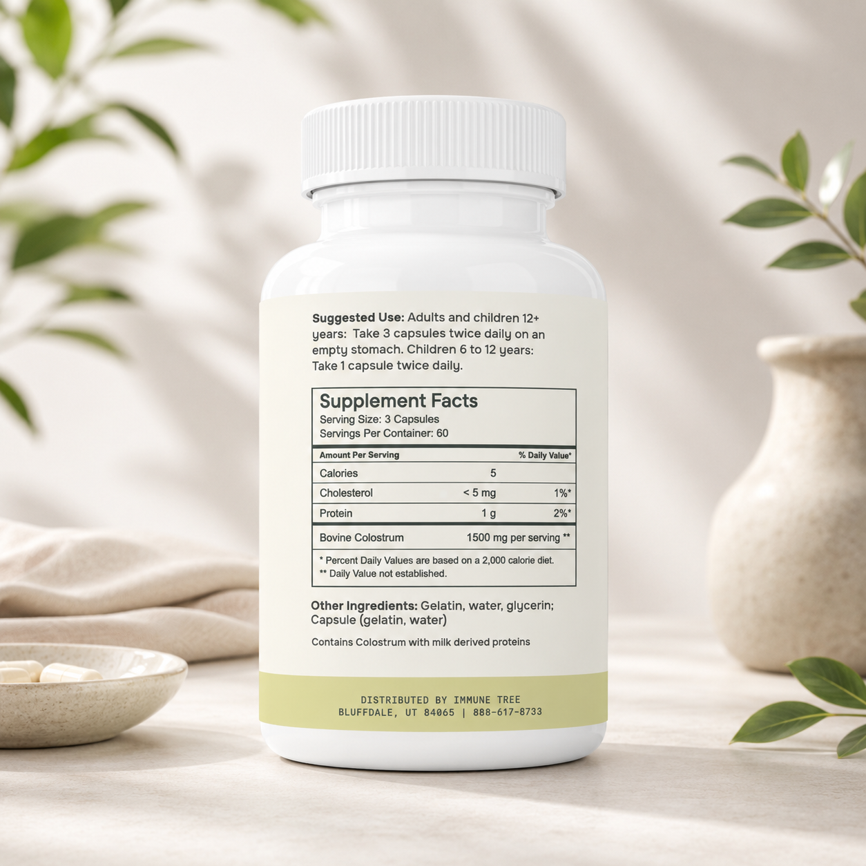 Colostrum6 (Grass-Fed) | 100% Pure Bovine Colostrum Supplement for Adults & Kids | 180 Caps