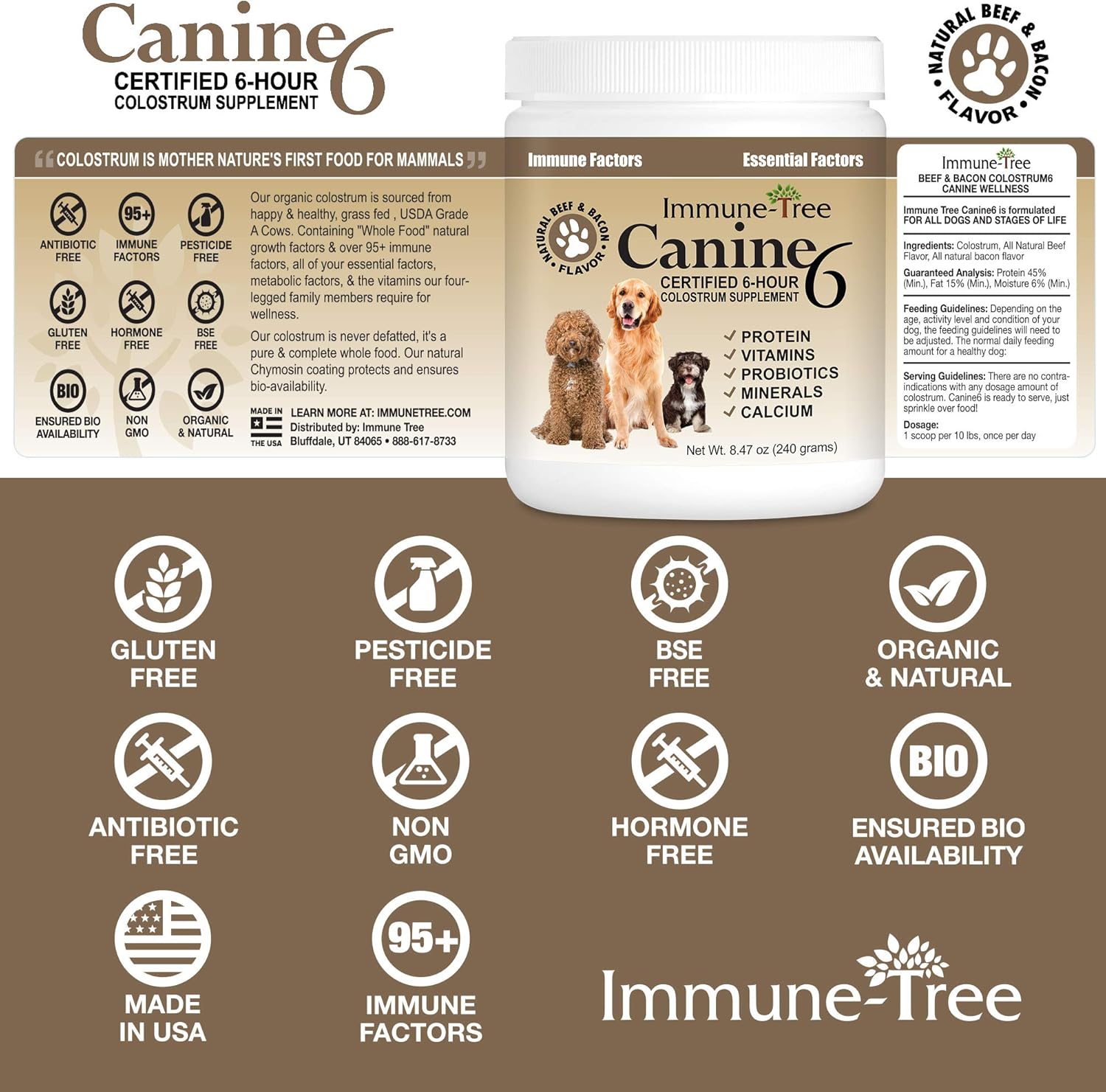 Canine6 Natural Beef and Bacon Flavored Colostrum 3.17oz