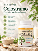 Colostrum6 (Grass-Fed) | 100% Pure Bovine Colostrum Supplement for Adults & Kids | 90 Capsules